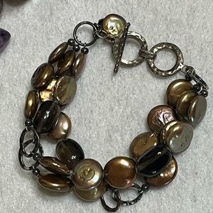 Silpada Sterling Coin Pearl Bracelet